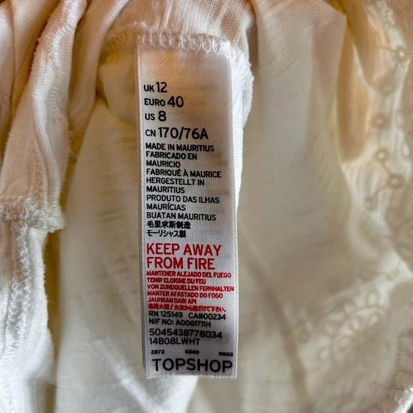 Topshop Spaghetti Strap Drop Sleeve Flounce Top with Eyelet, Size 8 - Picture 4 of 7